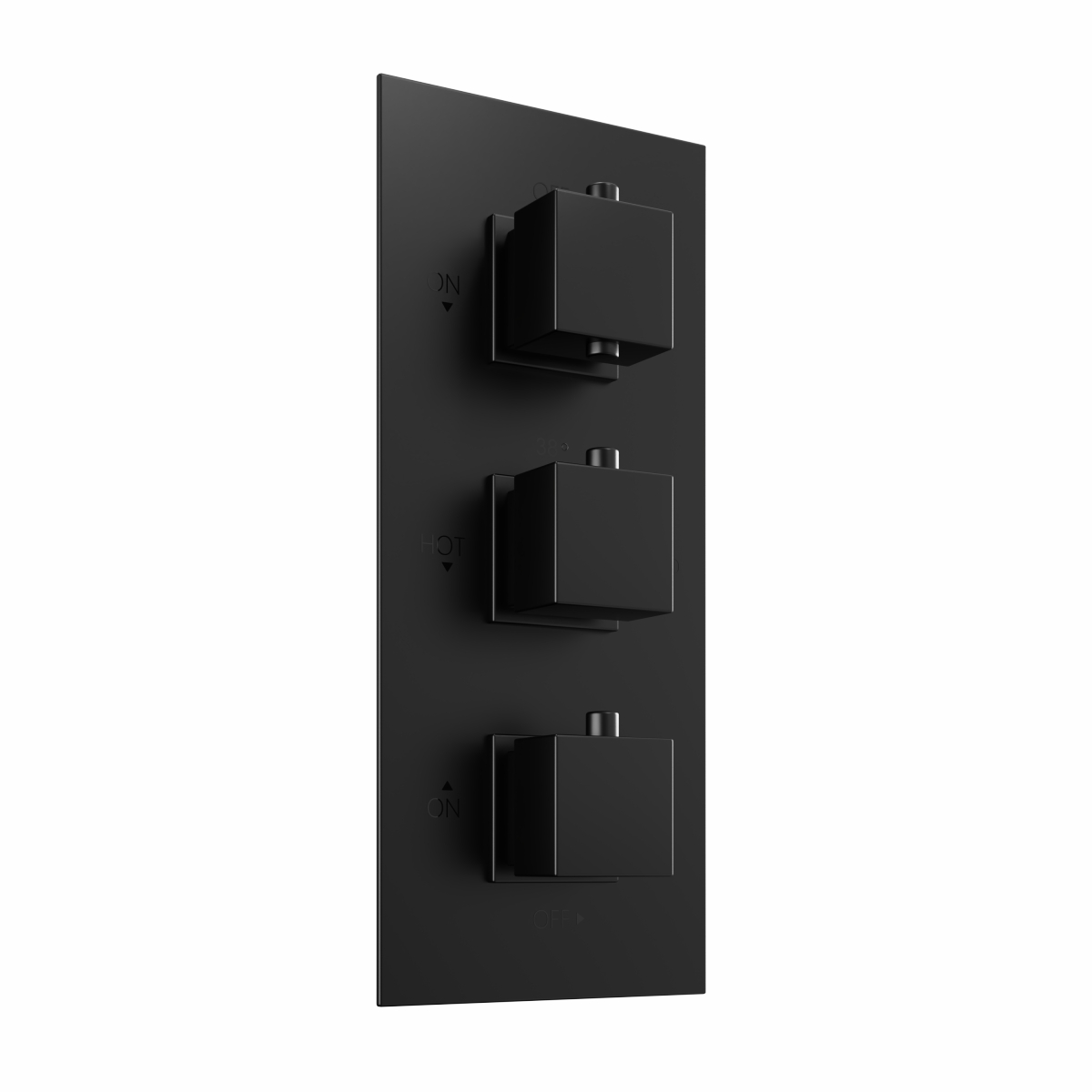 Beauly Triple Square Handle Concealed Valve, 2 Outlet Matt Black