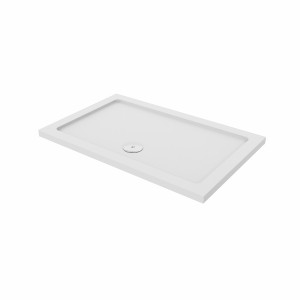 Essentials Anti-Slip 1000 x 760mm Rectangle Stone Shower Tray White