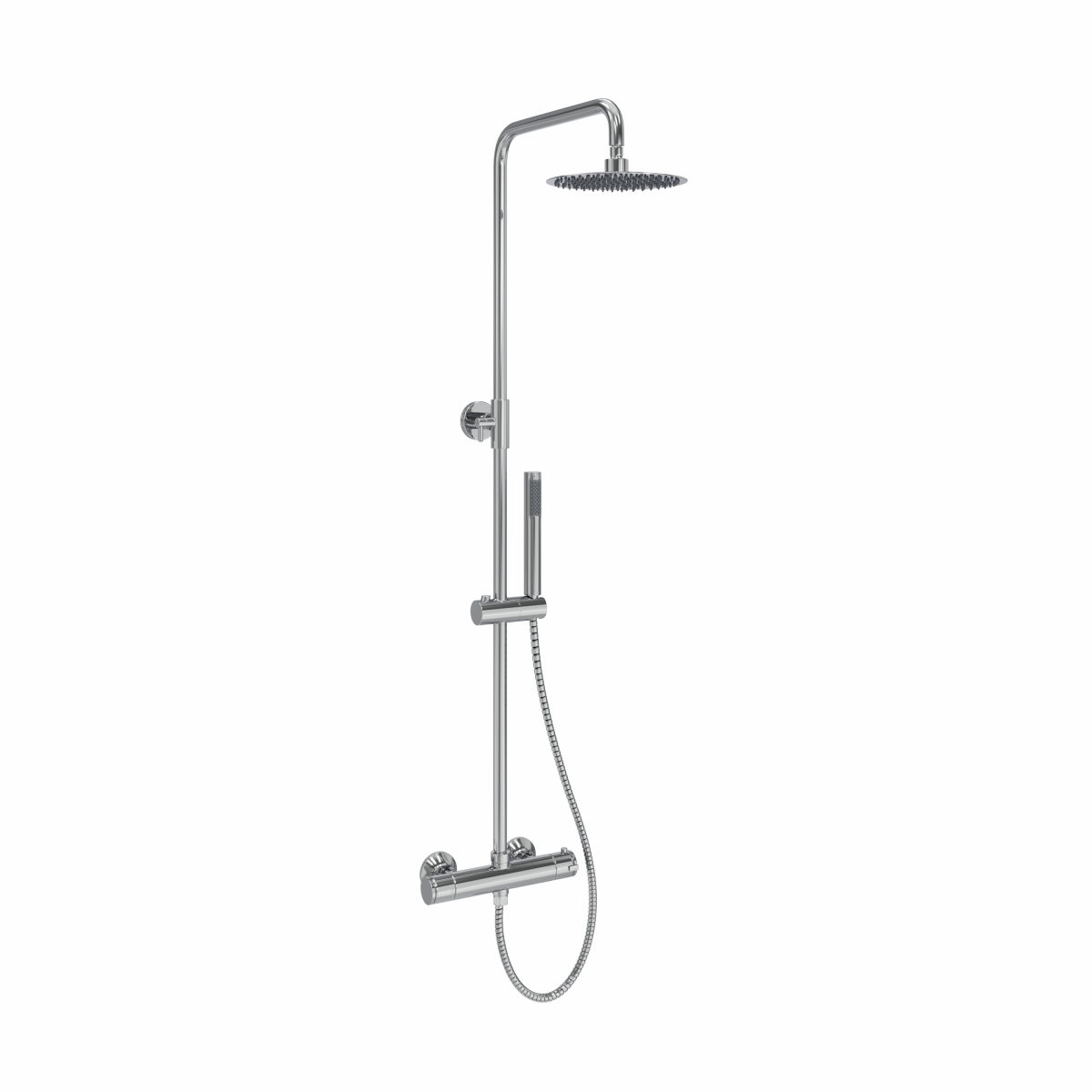 Eden Modern Thermostatic Bar Shower Valve with Round Shower Head and Hand Shower Chrome