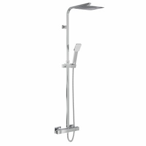 Beauly Modern Thermostatic Bar Shower Valve with Square Shower Head and Hand Shower Chrome