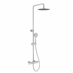 Thurso Modern Thermostatic Bar Shower Valve with Round Shower Head and Hand Shower Chrome