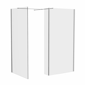 Wasdale 760mm Wet Room Screen, 700mm Wet Room Screen with 200mm Wet Room Return Screen - Chrome