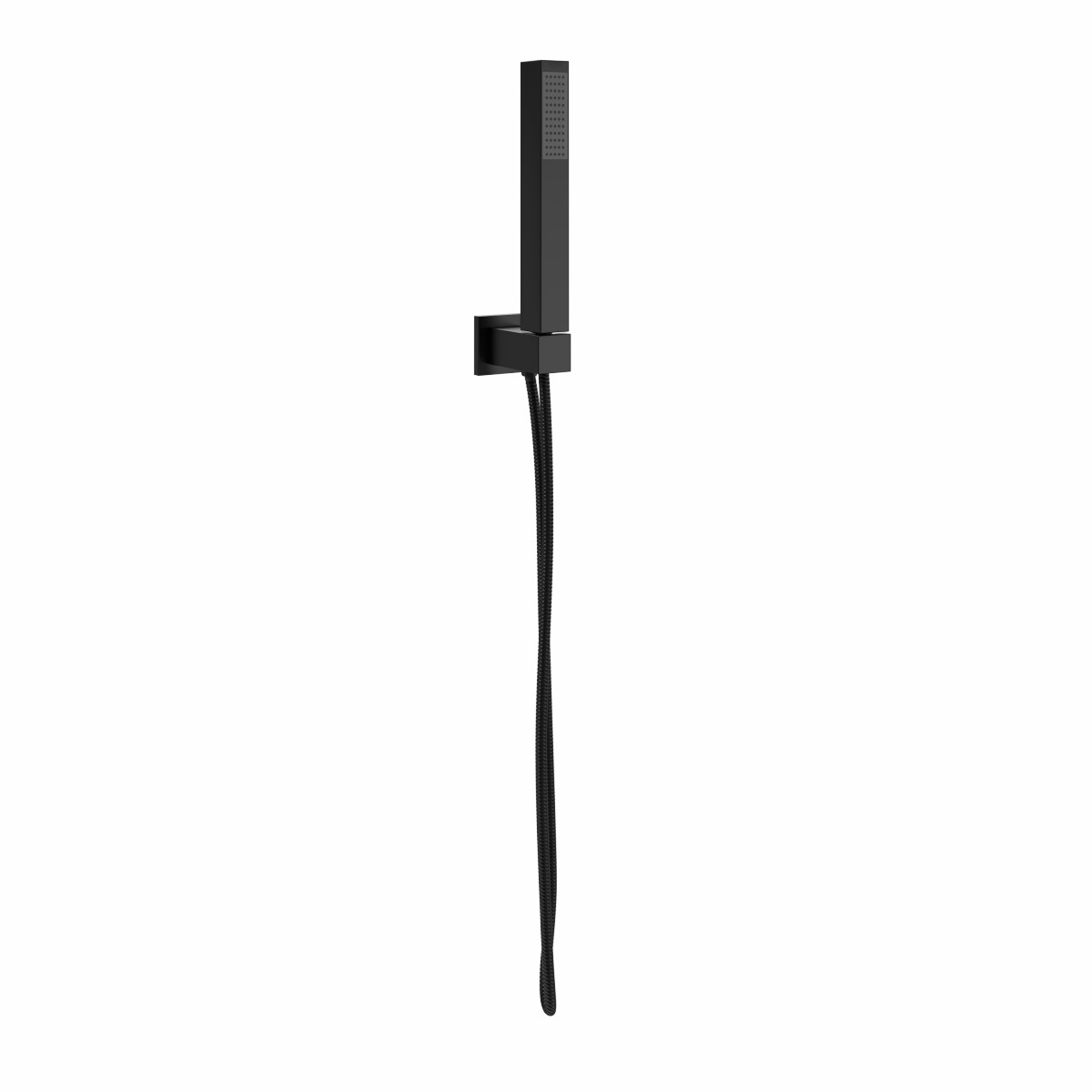 Beauly Square Shower Outlet, Hose & Head Matt Black