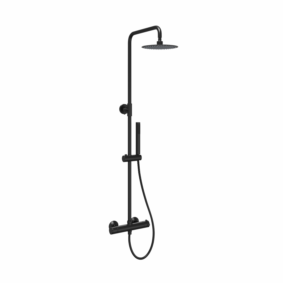 Eden Modern Thermostatic Bar Shower Valve with Round Shower Head and Hand Shower Matt Black