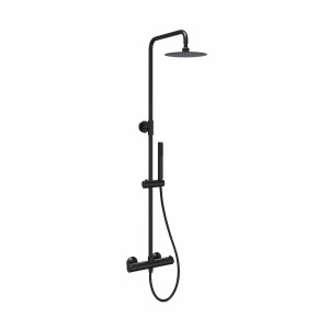 Eden Modern Thermostatic Bar Shower Valve with Round Shower Head and Hand Shower Matt Black