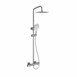 Tulla Cool Touch Modern Thermostatic Bar Shower Valve with Round Shower Head and Hand Shower Chrome